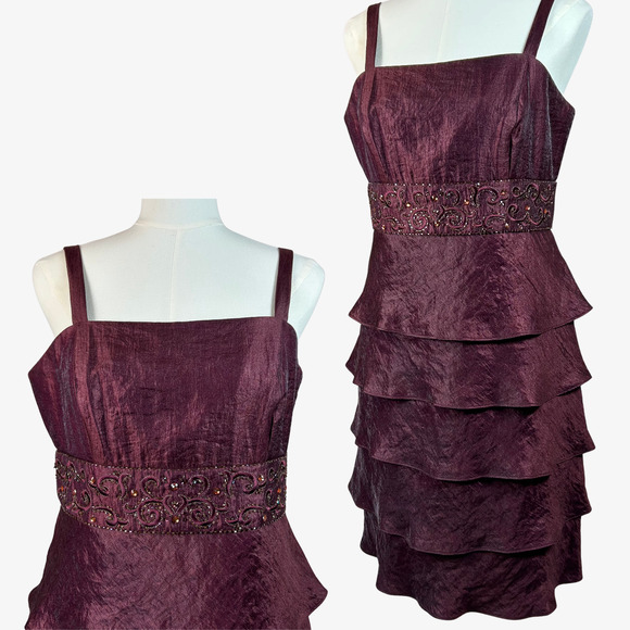 Vintage Womens Y2K Whimsigoth Babydoll Dress Size 12 Petite Ruffled Beaded Fairy - Picture 1 of 13
